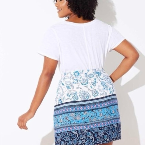 LOFT Floral Blue A-Line Skirt with Draw String Medium - Picture 5 of 6